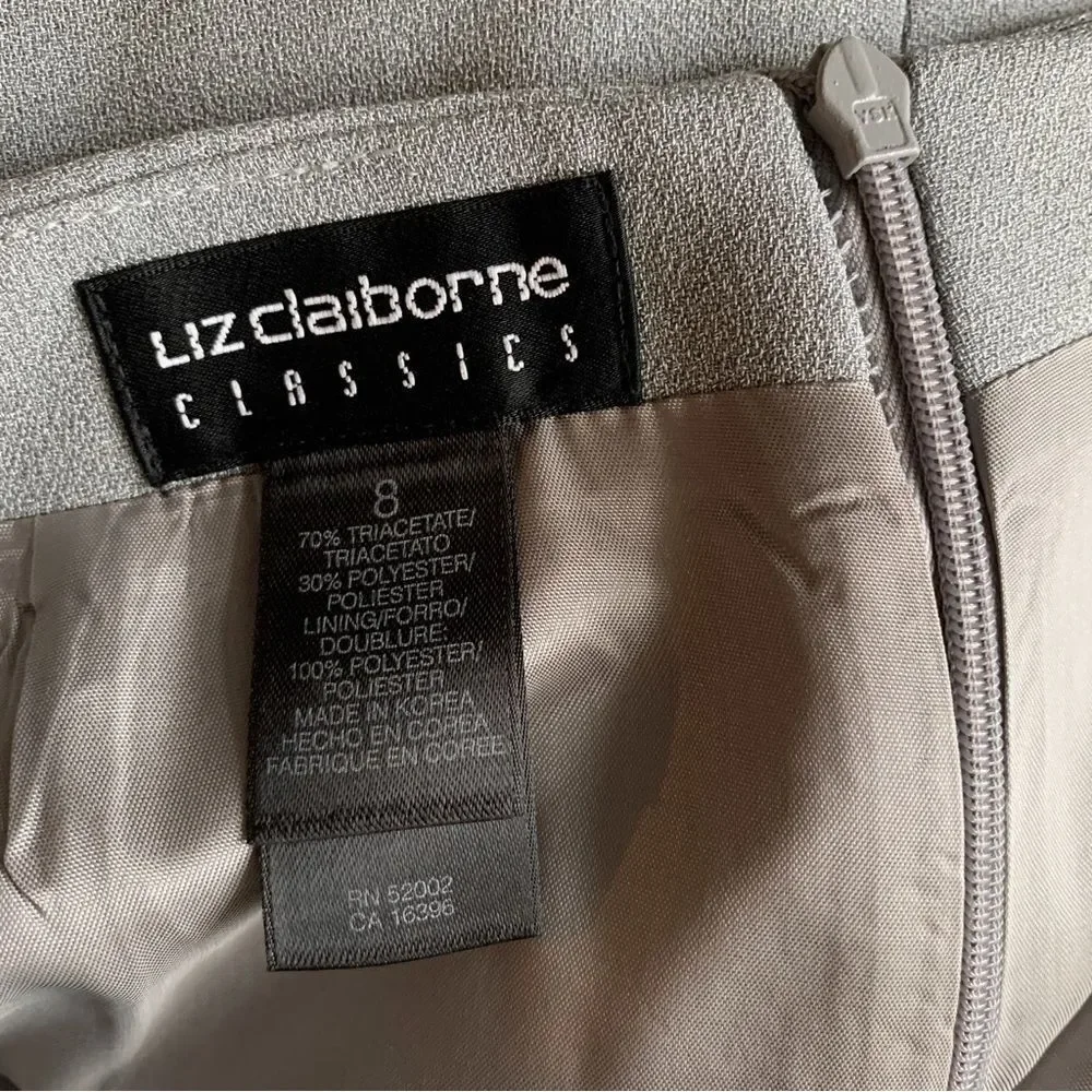 NWT Liz Claiborne Fully Lined Grey Straight Skirt Dress Business Casual size 8